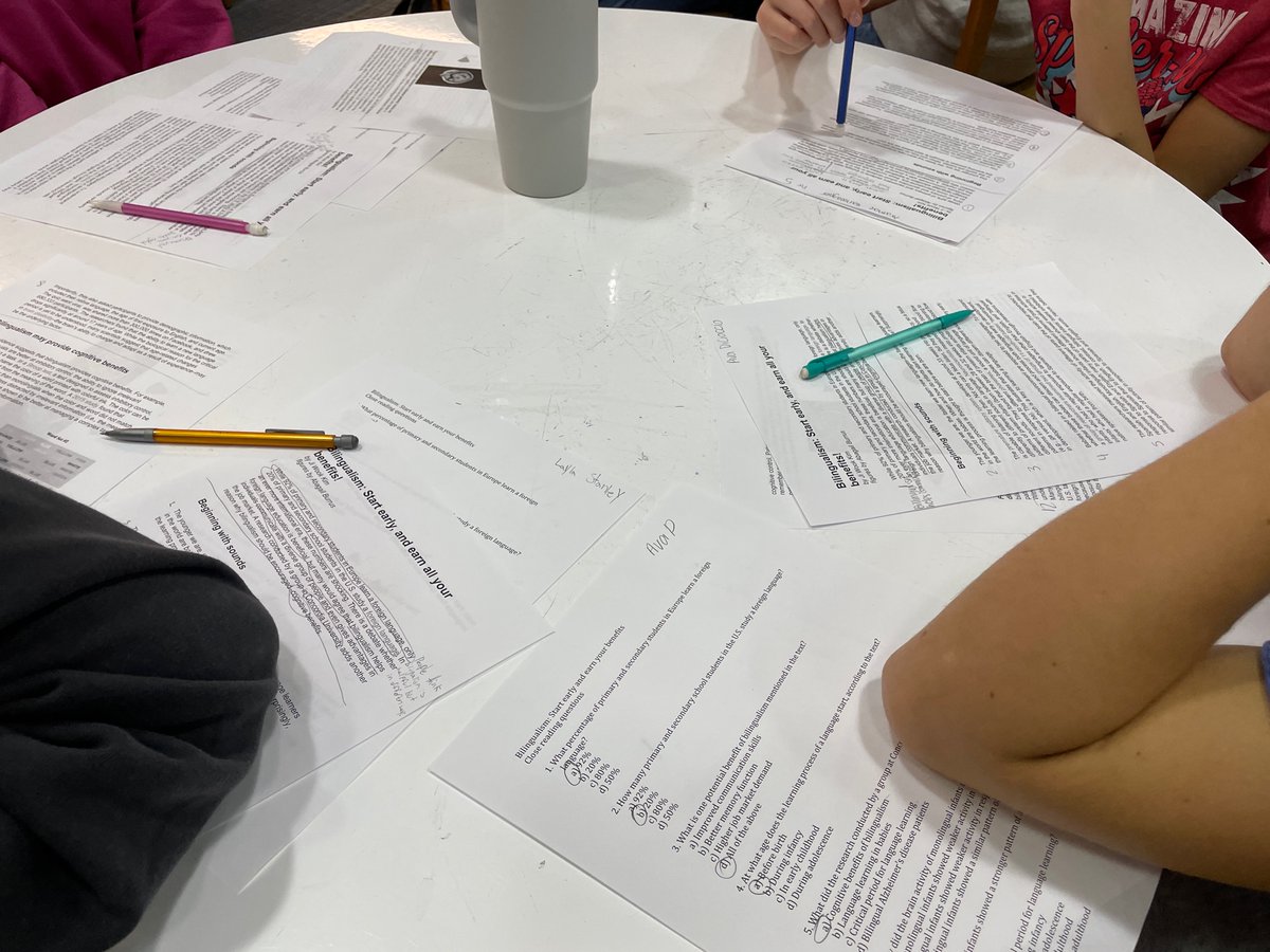 bvnlibrary's tweet photo. Mr. Jones' APHUG class working through a close read activity about bilingualism! Students learned specific strategies to read hard texts from any content area in the library today! #readinggrowth #closeread #schoollibrariesFTW https://t.co/9KI77qfH7s