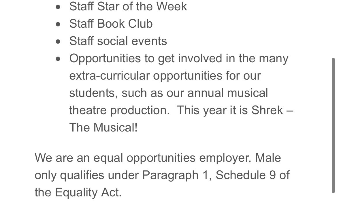 MissLight_MFL's tweet photo. I am interested to know what people think about the (Male only) nature of this job advertisement. #edutwitter https://t.co/rWUlLUK6gy