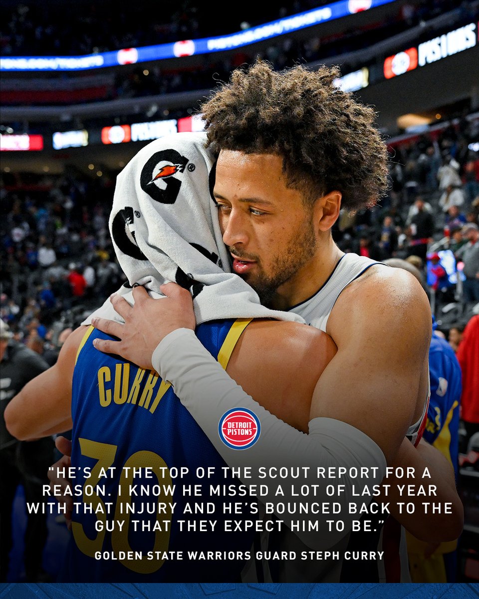 DetroitPistons's tweet photo. Cade getting high praise from Steph https://t.co/XyjP7hKD2c