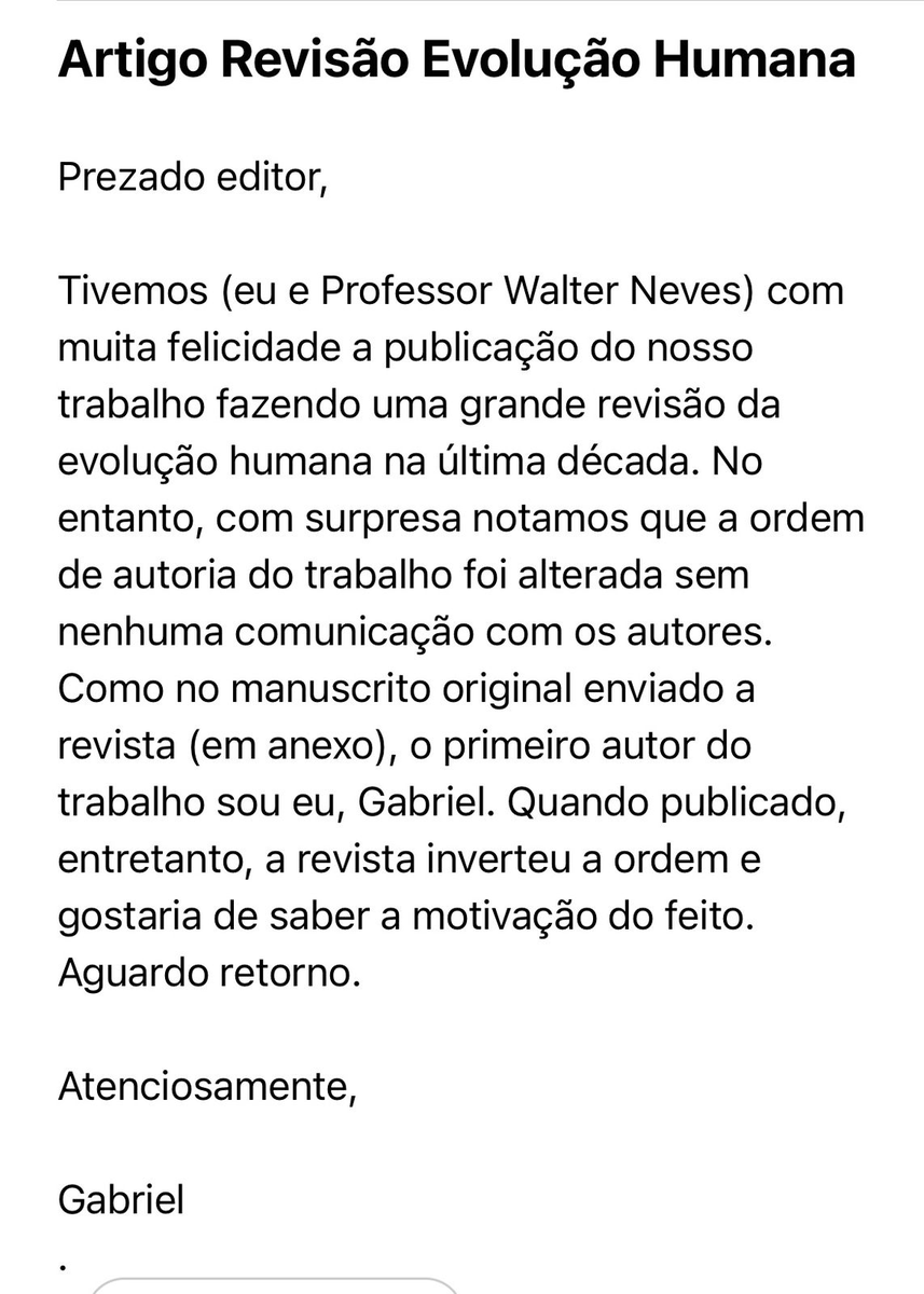 paleorocha's tweet image. Divulguei meu artigão de revisão aqui esses dias e to muito feliz com o alcance dele. Mas preciso compartilhar algo ruim que aconteceu.
Eu sou o primeiro autor desse trabalho, mas não é o que foi publicado. A Revista USP simplesmente inverteu a ordem dos autores