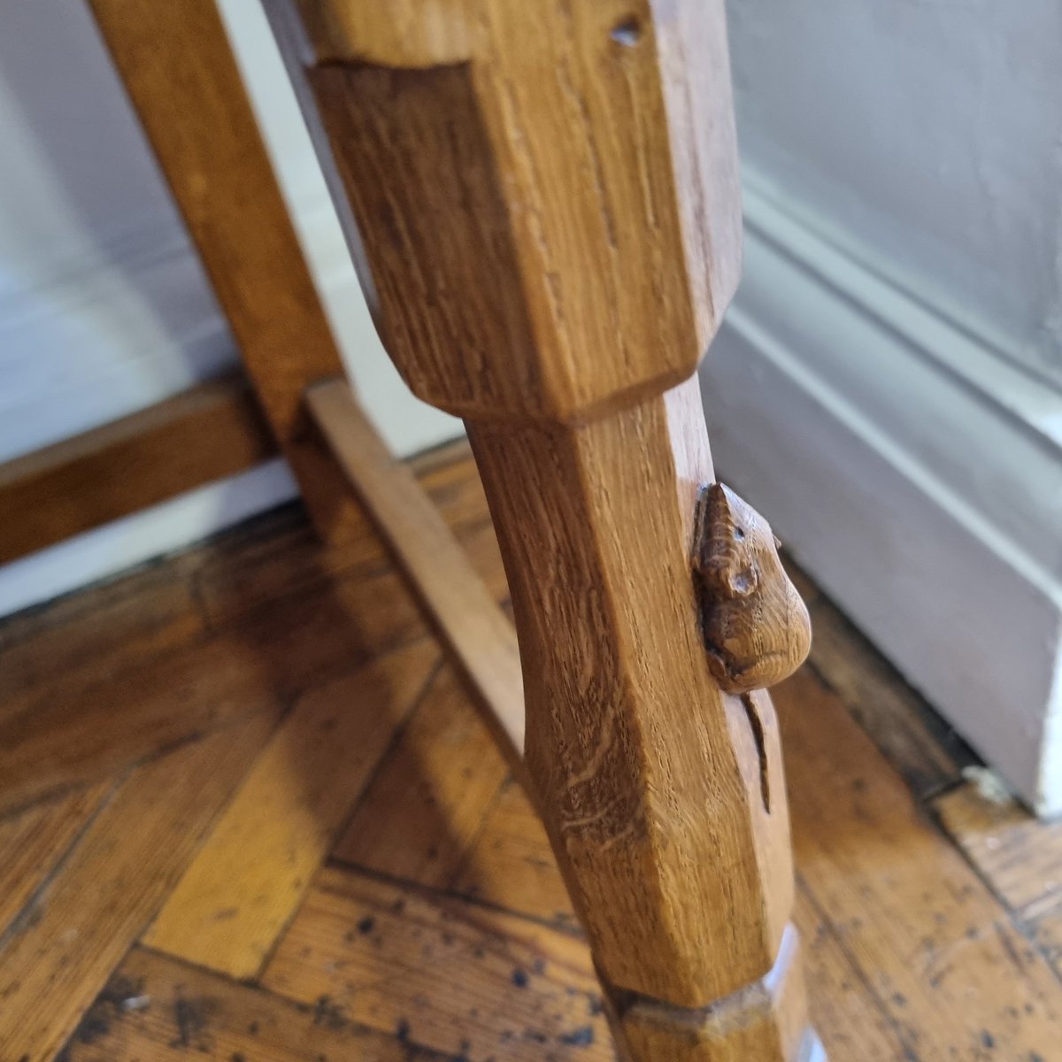 Spennymoor Town Council art gallery doesn't just have wonderful artwork by miner artists such as Norman Cornish. I also spotted the chairs had been carved by Robert 'Mouseman' Thompson. Lovely.