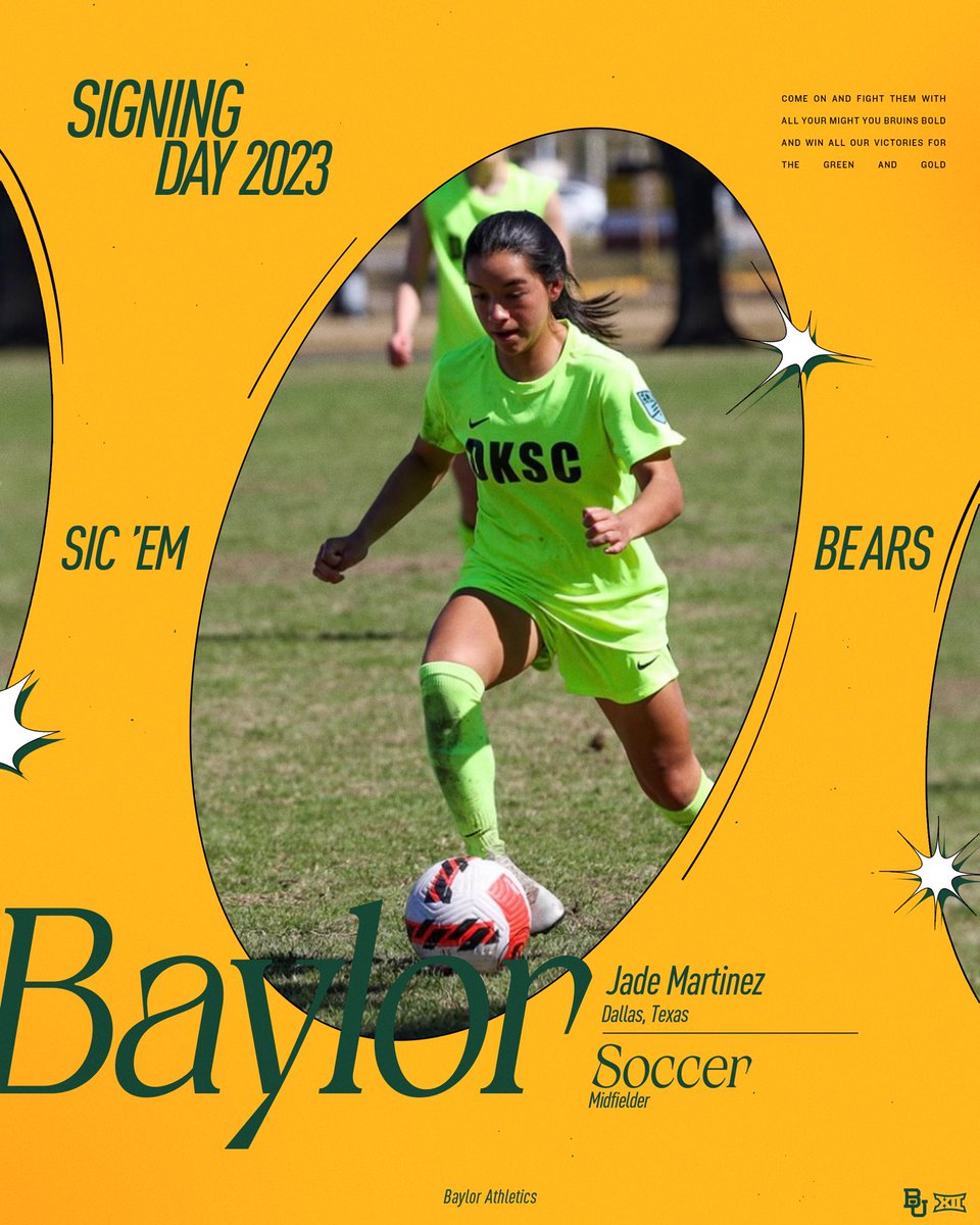 Baylor Soccer (@baylorfutbol) on Twitter photo SIGNED!
Welcome to the Baylor soccer family <a href="/jademaartinez/">jade martinez</a>!
✍🏼 Jade Martinez
⚽️ Midfielder
⭐️ DKSC 06 ECNL
🇲🇽 YNT Caps
#SicEm | #depthB4height SIGNED!
Welcome to the Baylor soccer family <a href="/jademaartinez/">jade martinez</a>!
✍🏼 Jade Martinez
⚽️ Midfielder
⭐️ DKSC 06 ECNL
🇲🇽 YNT Caps
#SicEm | #depthB4height