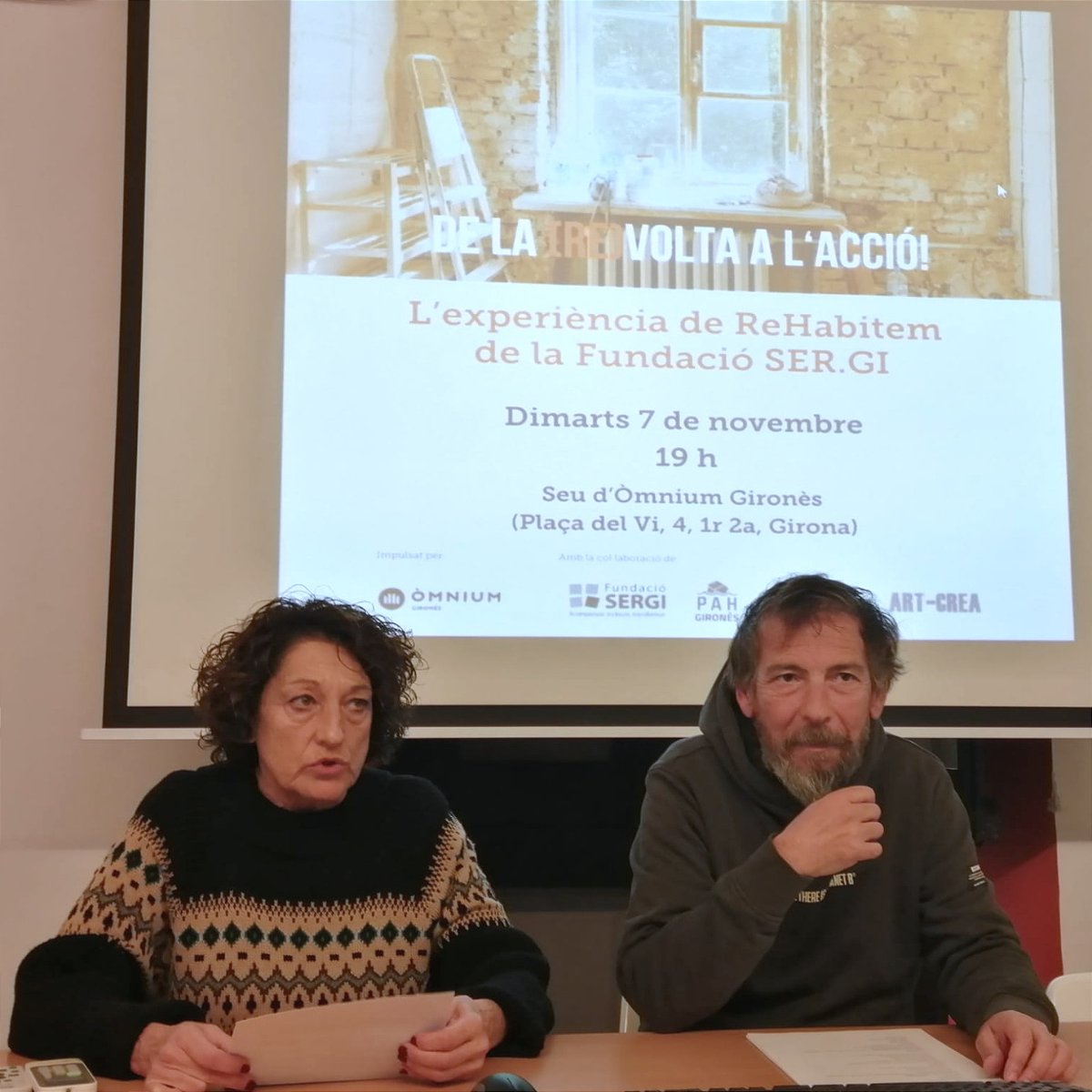 FundacioSERGI's tweet photo. Ahir vam compartir la nostra experiència en #habitatgesocial i amb nous reptes i oportunitats com el projecte #ReHabitem.
Gràcies @omniumgirones per convidar-nos! #Revoltes https://t.co/OshHlYFCZl