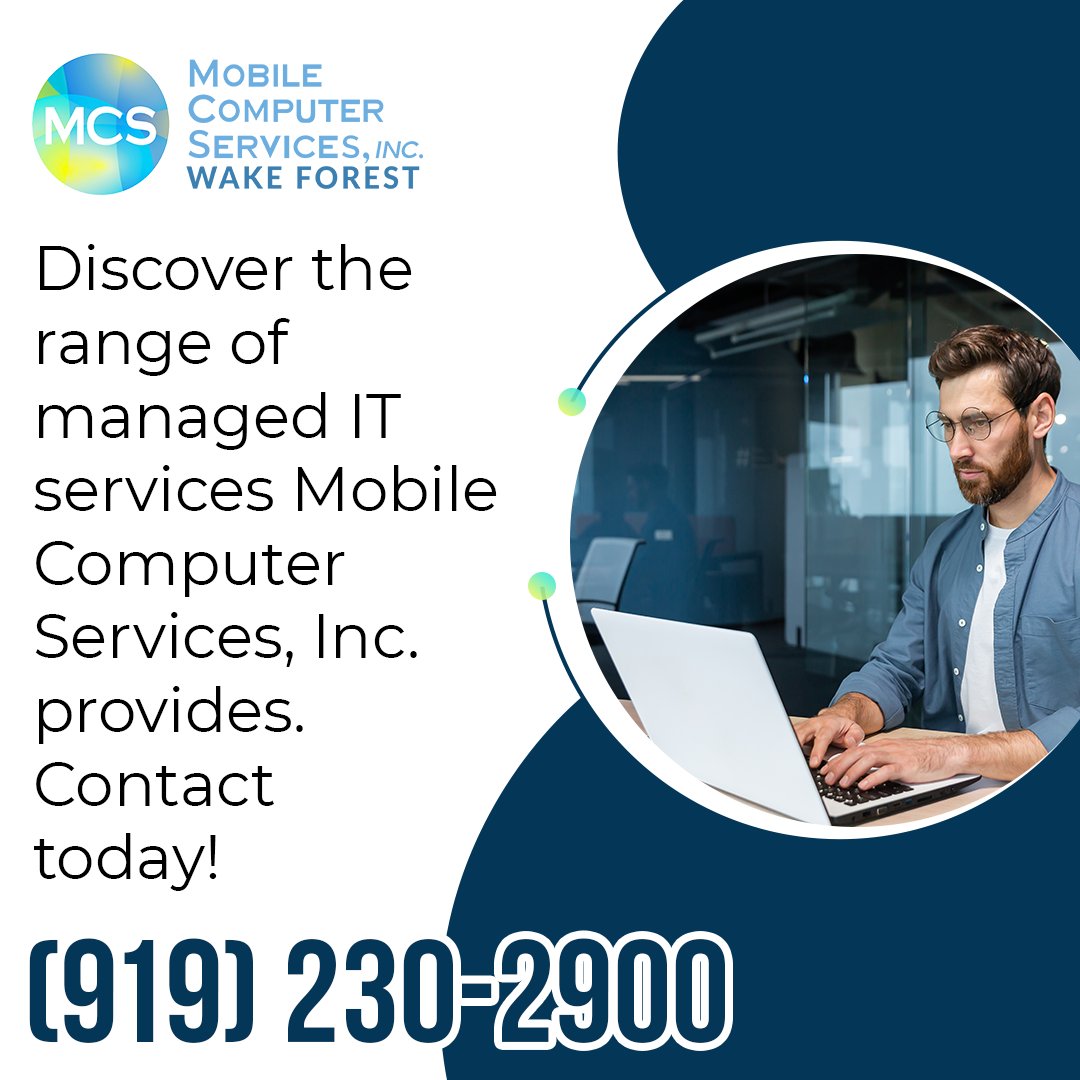 ncmanagedit's tweet image. Learn how MCS-Wake Forest&apos;s proactive monitoring and maintenance efforts minimize potential downtime risks, keeping your IT environment secure and resilient. Visit bit.ly/3BjpikQ to learn more about our professional services. #smallbusinessitsupport