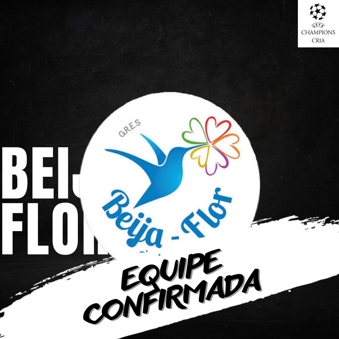 ChampionsCria's tweet photo. 4° EQUIPE CONFIRMADA!

Beija Flor FC é a 4° Equipe confirmada na Champions Cria 2023, promete vir forte e lutar pelo título até o apito final. https://t.co/Uigek9O0bW