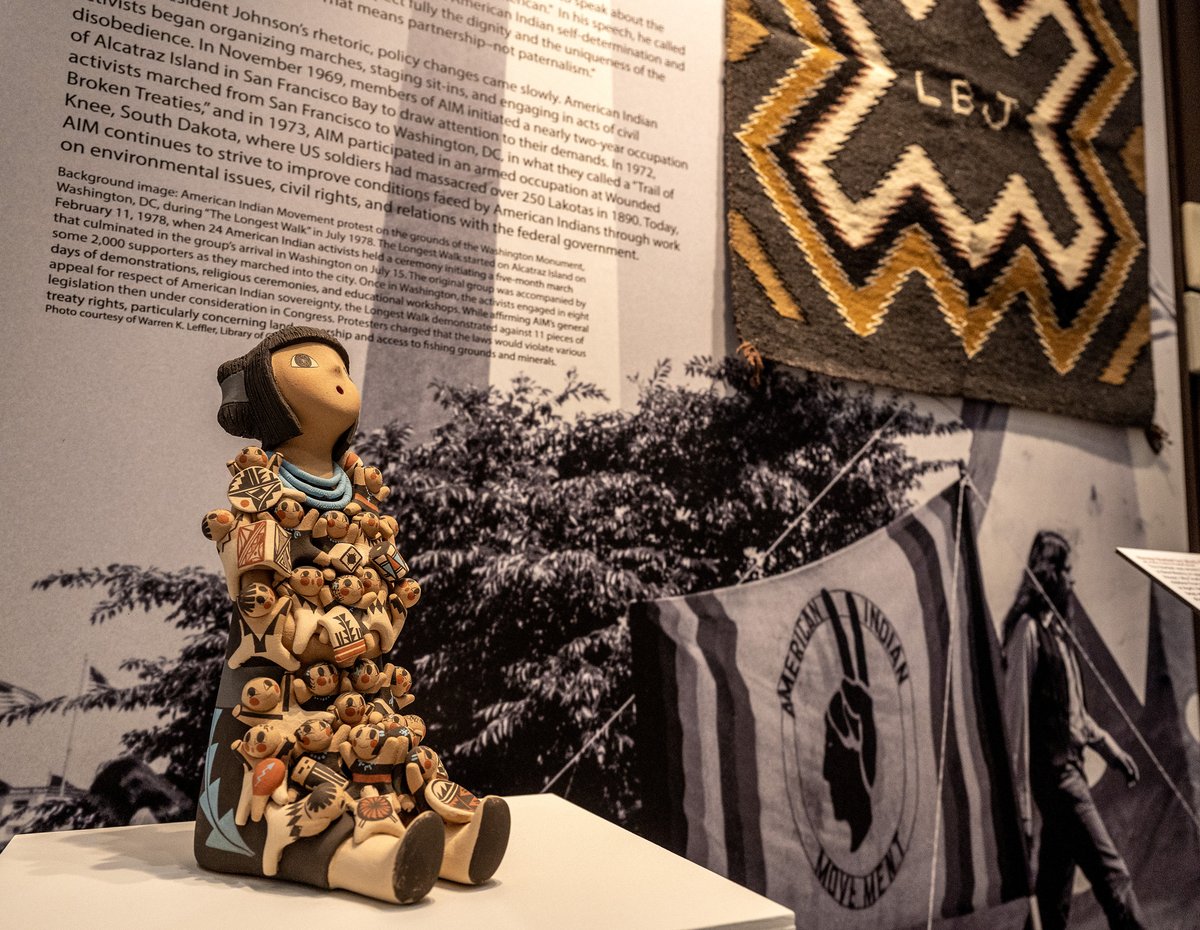 LBJLibrary's tweet photo. Next time youโre at the #LBJLibrary, stop by the Great Hall & check out our newest display: "Forgotten American: American Indians & the Johnson Administrationโ, where youโll learn about the movement for #CivilRights among #AmericanIndians during the #JohnsonAdministration. https://t.co/hK1PX7ofd3