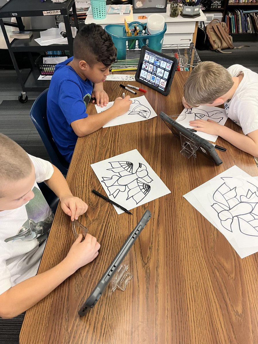 LindbergNiki's tweet photo. Honoring Native American Heritage Month by learning about Haida culture.  We are creating spirit animal zentangle art inspired by Haida carvings and totem poles. @MillCreek512 @MillCreekLxPTA @theSMSD @kaitlugo7 @DrMJHubb https://t.co/KGlY2xcPpB
