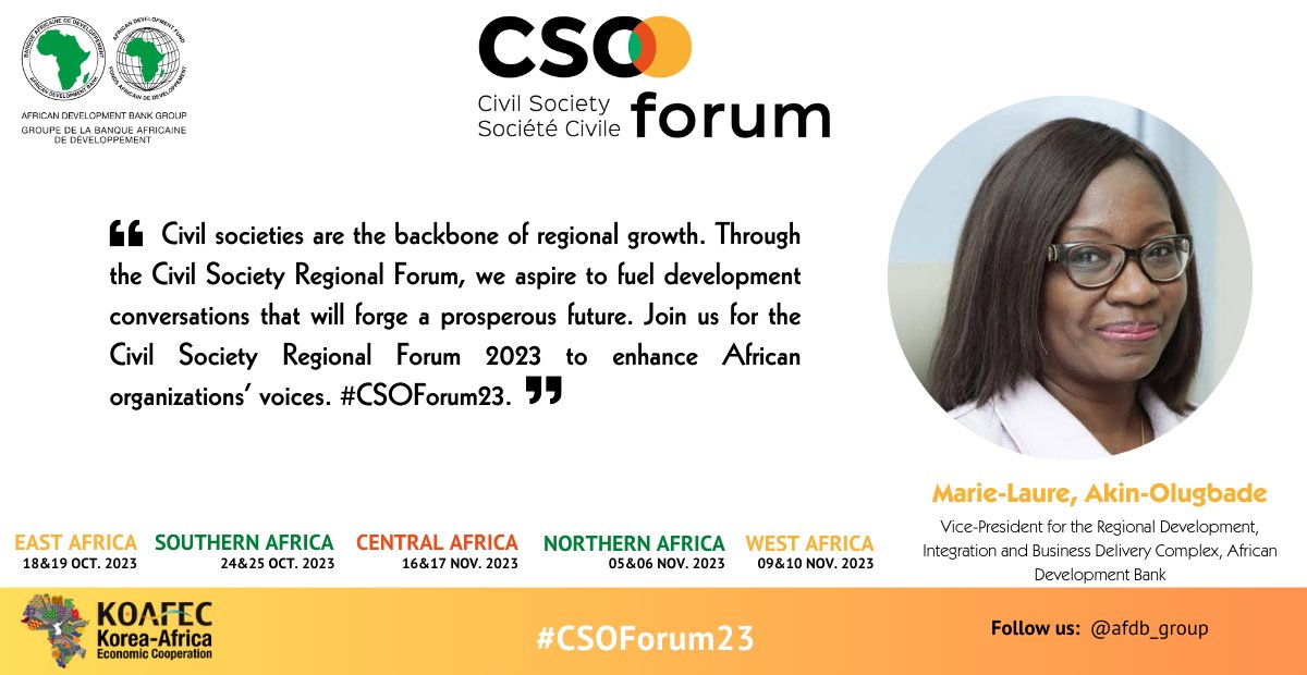 ToureZeneb's tweet photo. #CSOForum23
Join us virtually to connect with experts, leaders, and change makers from civil society, government, and the West Africa regional business community. Explore opportunities for mobilizing private sector financing in the region.
Live Streaming: https://t.co/k2vHm7feb1 https://t.co/waD3VjU0KU