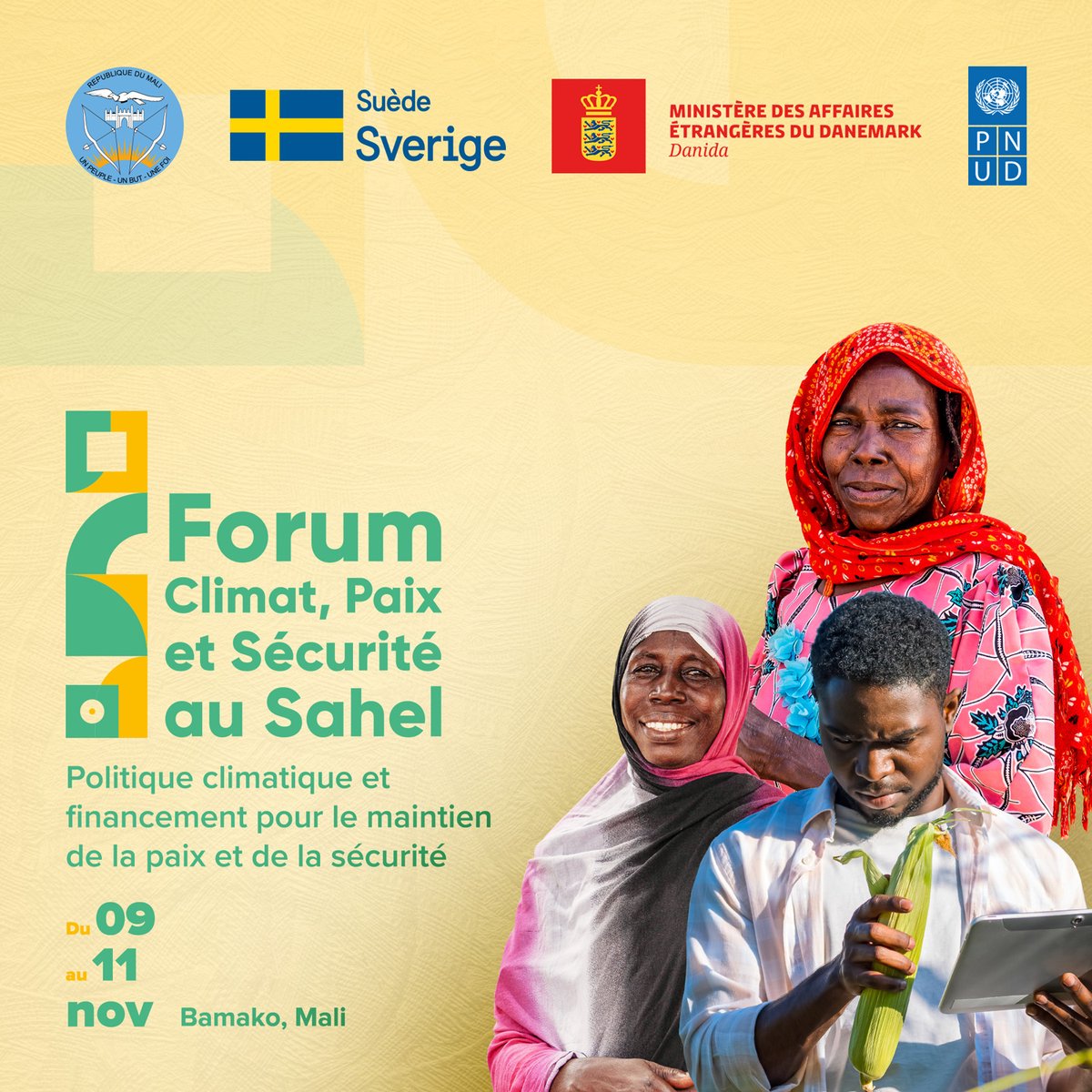 Plus qu'un jour ! 📣
Demain s'ouvrira une discussion essentielle pour le Sahel avec le #ForumSecuriteClimatique.

Ensemble, nous examinons le lien entre la #PolitiqueClimatique & #Financement pour un #Sahel plus sûr.

Restez à l'écoute pour les mises à jour ! 🌍💡
#ThrivingSahel