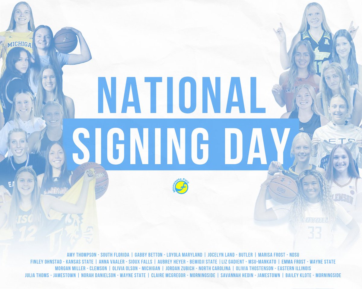 𝗡𝗔𝗧𝗜𝗢𝗡𝗔𝗟 𝗦𝗜𝗚𝗡𝗜𝗡𝗚 𝗗𝗔𝗬 ✍️

Congratulations to all of our players who are signing their National Letter of Intent today! We are 𝗦𝗢 proud of you. 

#ThisIsWhyYouFury | #FuryFam