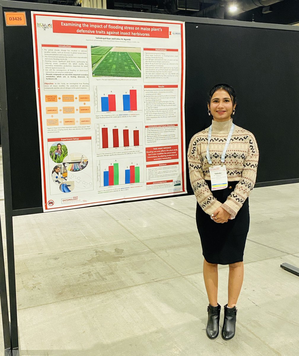 EstherNgumbi's tweet photo. Please join me in celebrating and Congratulating Satinder! She presented her first poster as a PhD student yesterday. I still remember her joy after completing presenting it. From all of us at The Ngumbi Lab- Bravo! #EntSoc23 https://t.co/JGGgzOmip7