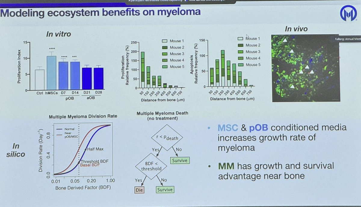 ara_anderson's tweet photo. Fantastic @MoffittNews double act from @conor_ie &amp; @dbasanta presenting, The Role of the Bone Microenvironment in Multiple Myeloma Relapse and the Emergence of Resistance to Proteasome Inhibitors  #CSBCPSON23 @mathonco https://t.co/rIPCQXDyJq