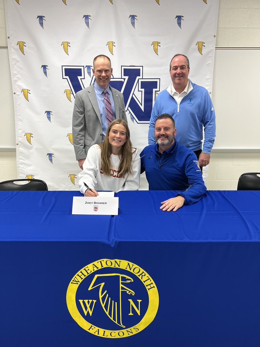 WNHS Athletics (@athleticswnhs) on Twitter photo Congrats to our amazing Falcon ladies on their NLI signings today! 💙💪🏻💛 Erin Metz <a href="/ValpoSoftball/">Valpo Softball</a> - Zoey Bohmer <a href="/RamblersWSOC/">Loyola Women's Soccer</a> - Bridget Craig <a href="/LipscombWGolf/">Lipscomb Women’s Golf</a> We are so proud and wish you the best! Can't wait to follow your college careers! <a href="/wnhsgsocvar/">Coach T. McEvilly</a> <a href="/SoftballWn/">Wheaton North Softball</a> #LetsGoFalcons Congrats to our amazing Falcon ladies on their NLI signings today! 💙💪🏻💛 Erin Metz <a href="/ValpoSoftball/">Valpo Softball</a> - Zoey Bohmer <a href="/RamblersWSOC/">Loyola Women's Soccer</a> - Bridget Craig <a href="/LipscombWGolf/">Lipscomb Women’s Golf</a> We are so proud and wish you the best! Can't wait to follow your college careers! <a href="/wnhsgsocvar/">Coach T. McEvilly</a> <a href="/SoftballWn/">Wheaton North Softball</a> #LetsGoFalcons