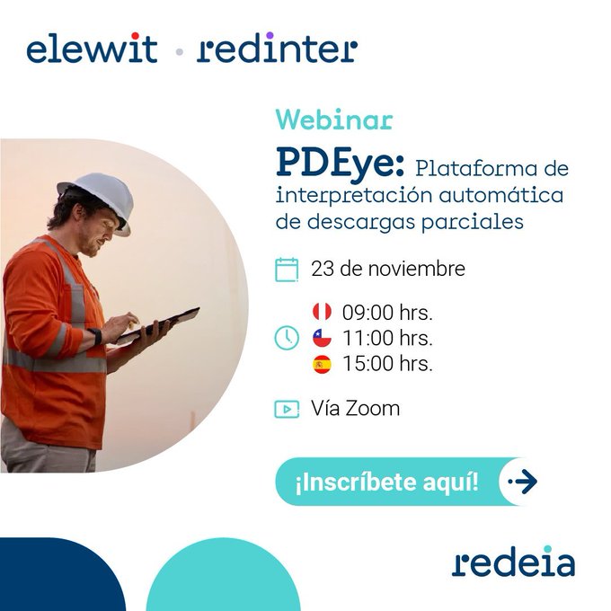 RedElectricaREE's tweet image. El próximo 23 de noviembre a las 15.00 h CEST contaremos nuestra experiencia con #PDEye en el #webinar organizado por @elewitventures  y #Redinter. 

👉#PDEye es una solución de innovación tecnológica para la interpretación automática de descargas parciales y seguir optimizando…