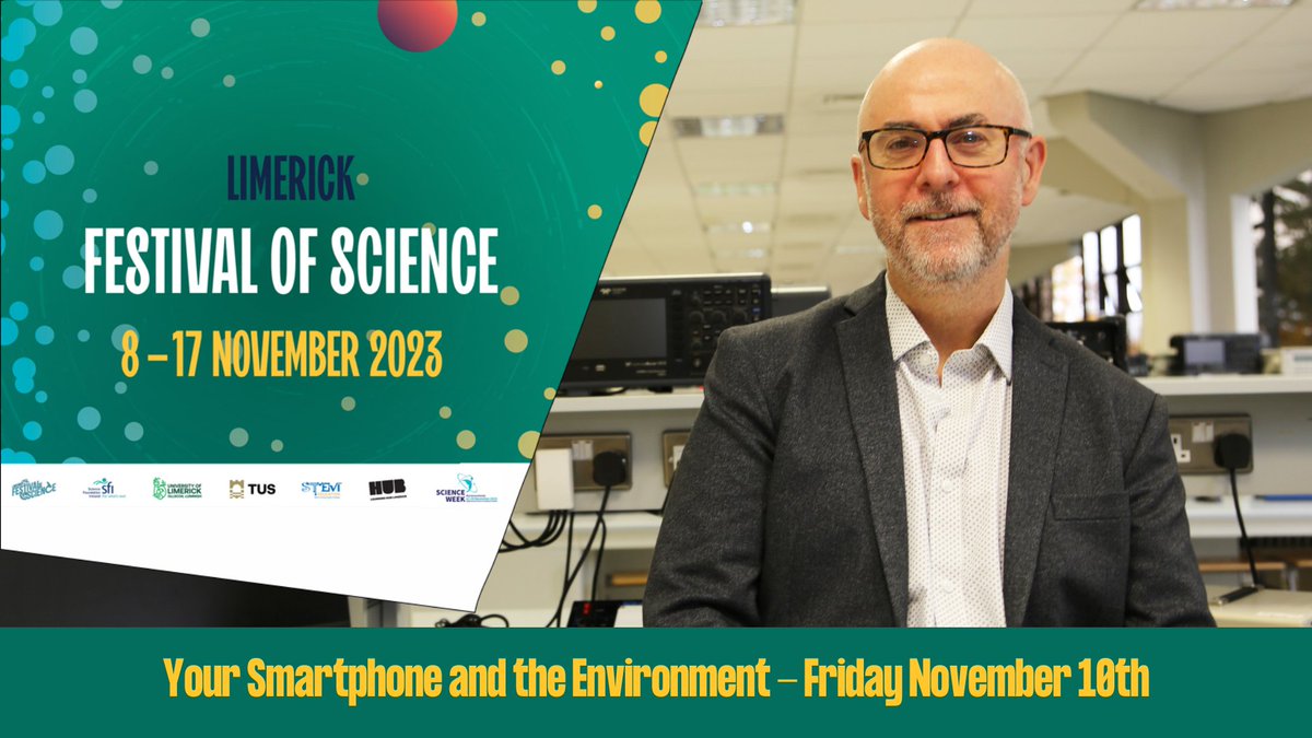 This Friday @UL, Prof Colin Fitzpatrick will examine the lifecycle of a smartphone in a @ScienceWeek lecture that considers ways in which both producers and consumers can work to reduce the environmental impacts of these devices. More: bit.ly/47pL2t4 #BelieveInScience