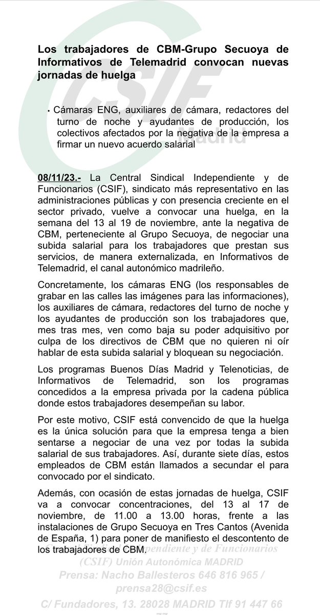 CSIF CBM TELEMADRID tweet media