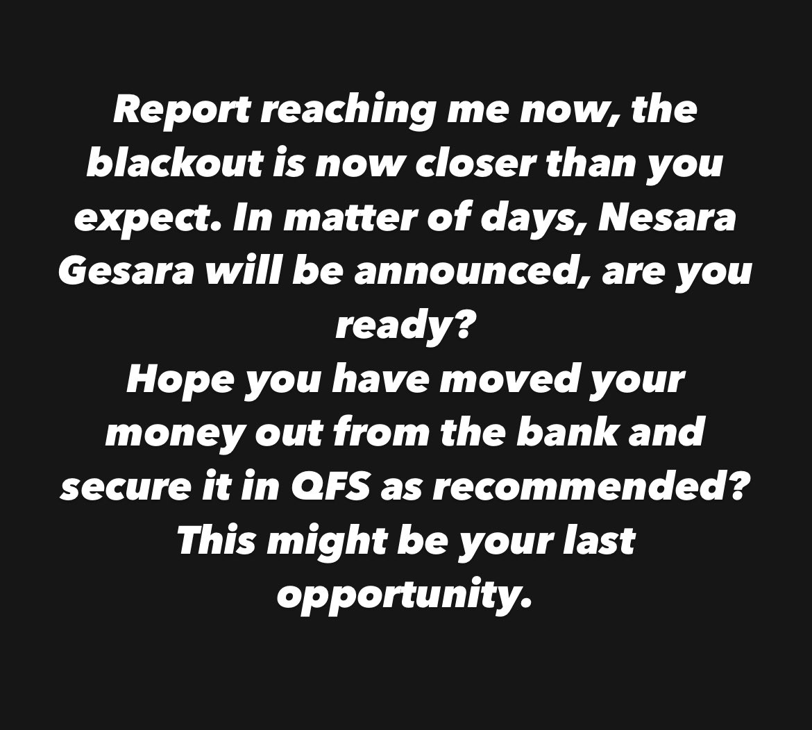 charliewardtvsw's tweet photo. Y’all need to switch to the new system now Quantum financial system (QFS) now before it’s too late 
#bankcrash #qfs #NESARA #greatawakeing https://t.co/xnQBfUned7