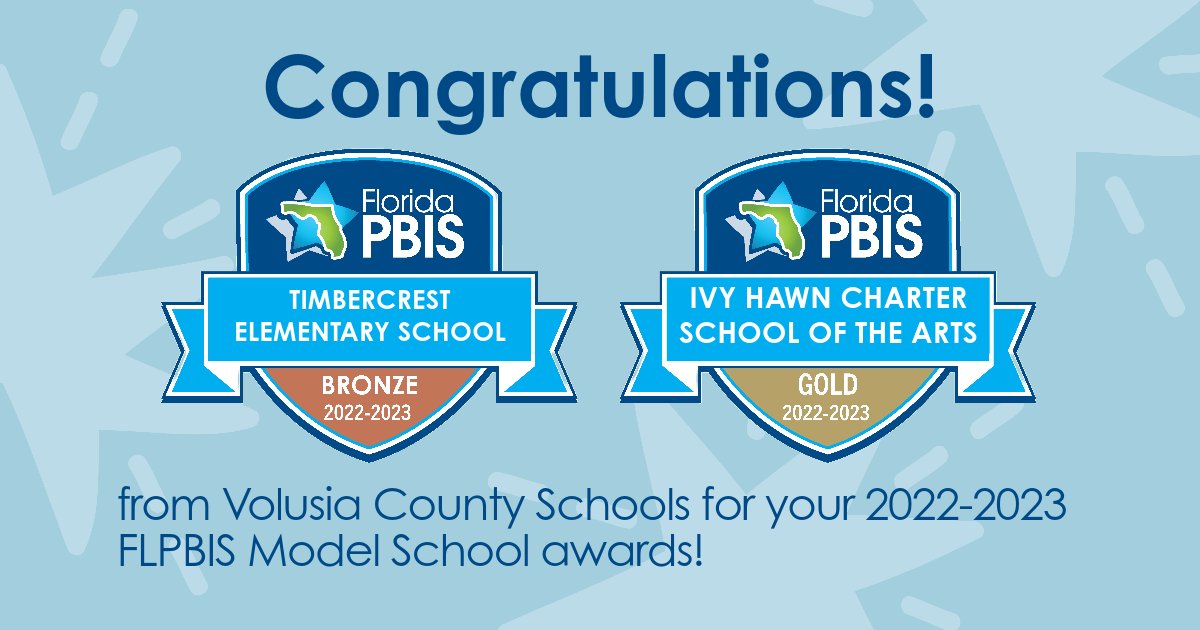 flpbis's tweet photo. Congratulations to @volusiaschools for supporting two schools to become FLPBIS Model Schools in 2022-2023! @TimbercrestElem, @ivyhawnsuhr https://t.co/o7ub2q0jRy