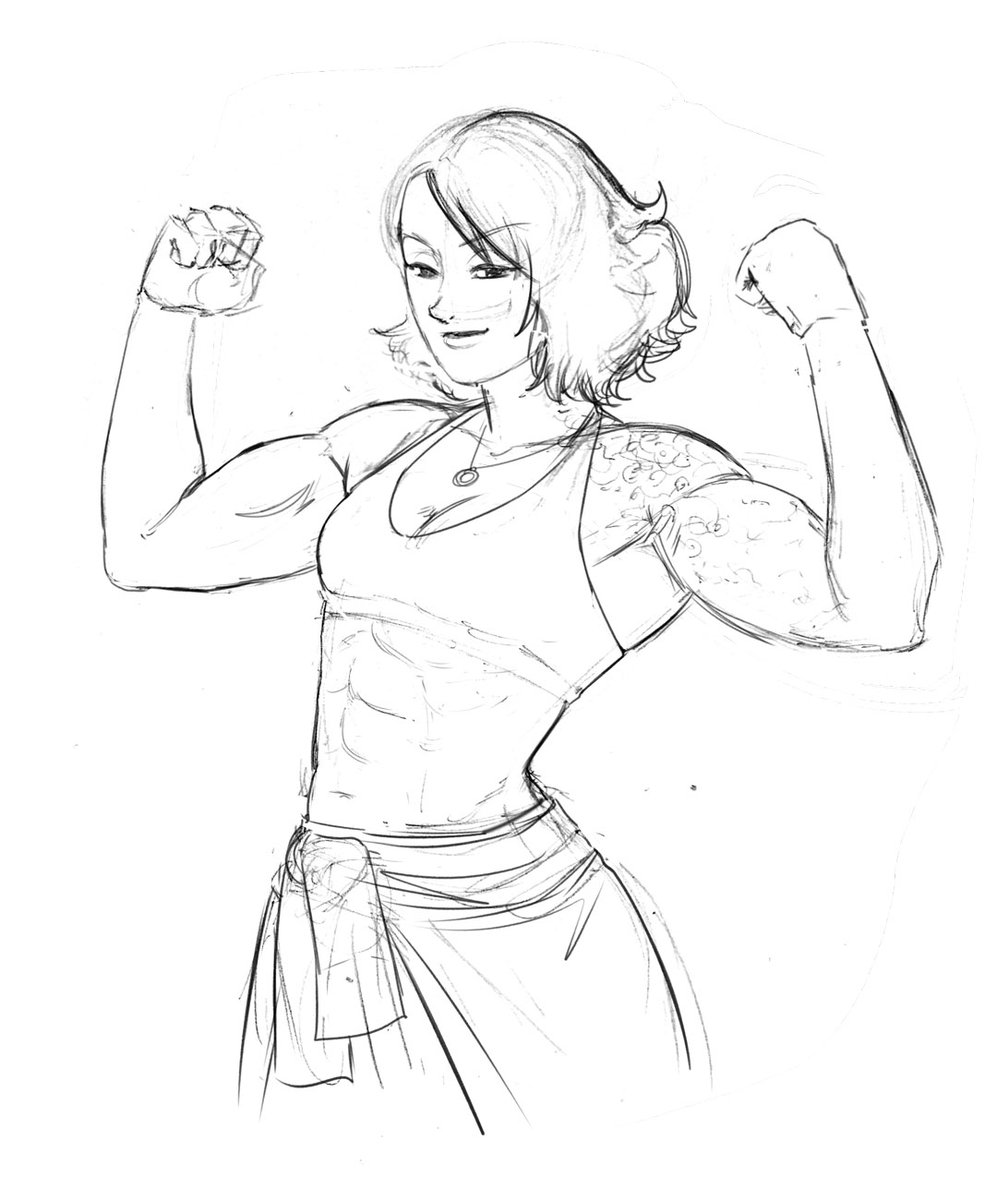 CaetanoCapri's tweet photo. Have you done your push-ups today? 🤔

#vowrune #strongwoman #musclewoman #illustration #drawing https://t.co/KGN6c1YLjC