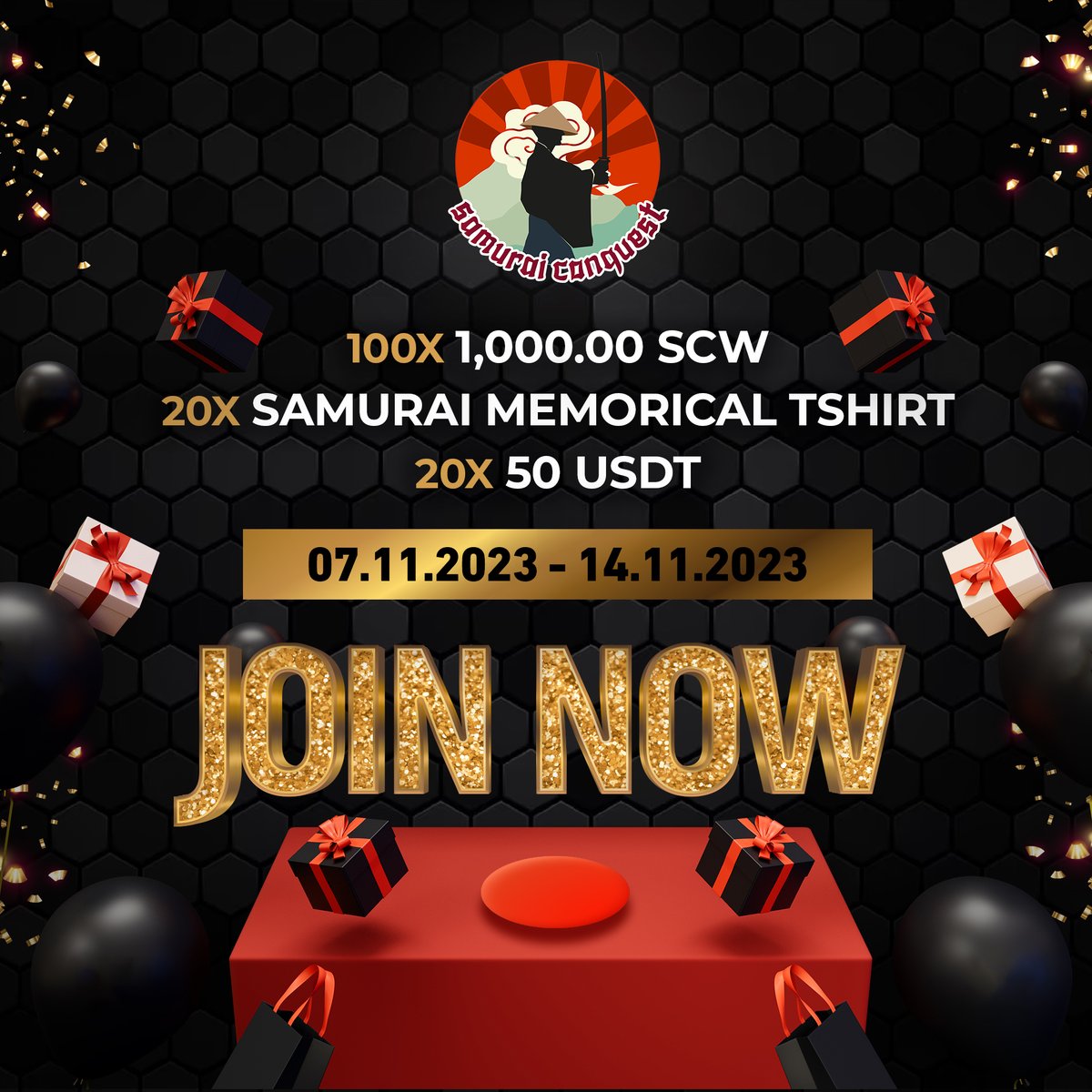 ConquestSamurai's tweet photo. 🔥📷 Join our MASSIVE #SamuraiConquest Airdrop

on GLEAM! We're giving away OVER 100,000.00 SCW tokens to 100 lucky winners! Dive into the world of decentralized kingdoms and mighty warriors.

🥷 ⚔️Don't miss out on your share of the treasure! 

👉 https://t.co/czU48k4zDN

#SCWToken #Airdrop #Giveaway #Win #100xgem #BSCGems