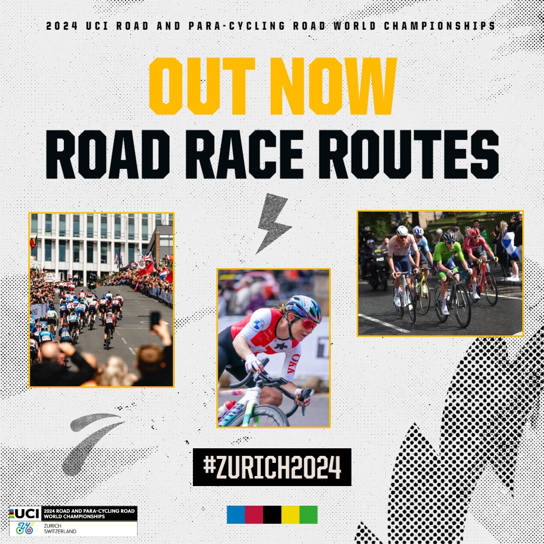 UCI_cycling's tweet photo. We are thrilled to reveal some of the Road Race courses of the 2024 UCI Road and Para-cycling Road World Championships🇨🇭 

➡️ Men Elite
➡️ Women Elite / U23
➡️ Men U23
➡️ Men Junior 
➡️ Women Junior

Coming 🔜 the Para-cycling Road Race courses 

@zurich2024 | #zurich2024