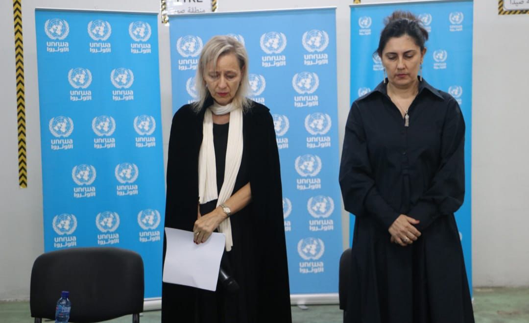 DUALEBField's tweet photo. 92 @UNRWA colleagues in Gaza killed, most with their families. Commemoration ceremony with staff today. We heard of profound sense of abandonment and injustice engulfing the Palestinian community &amp; trauma of forced displacement, siege and victimhood reawakened. https://t.co/BNCzn4a7SF