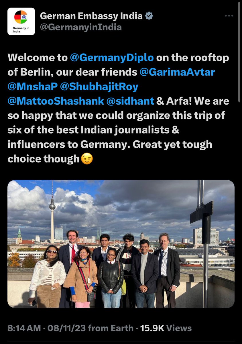 vijaygajera's tweet photo. Hey @GermanyinIndia why are you hosting Hinduphobic Arfa Khanum?

Or you are awarding her for spreading hate against Hindus? https://t.co/G748XEf1SR