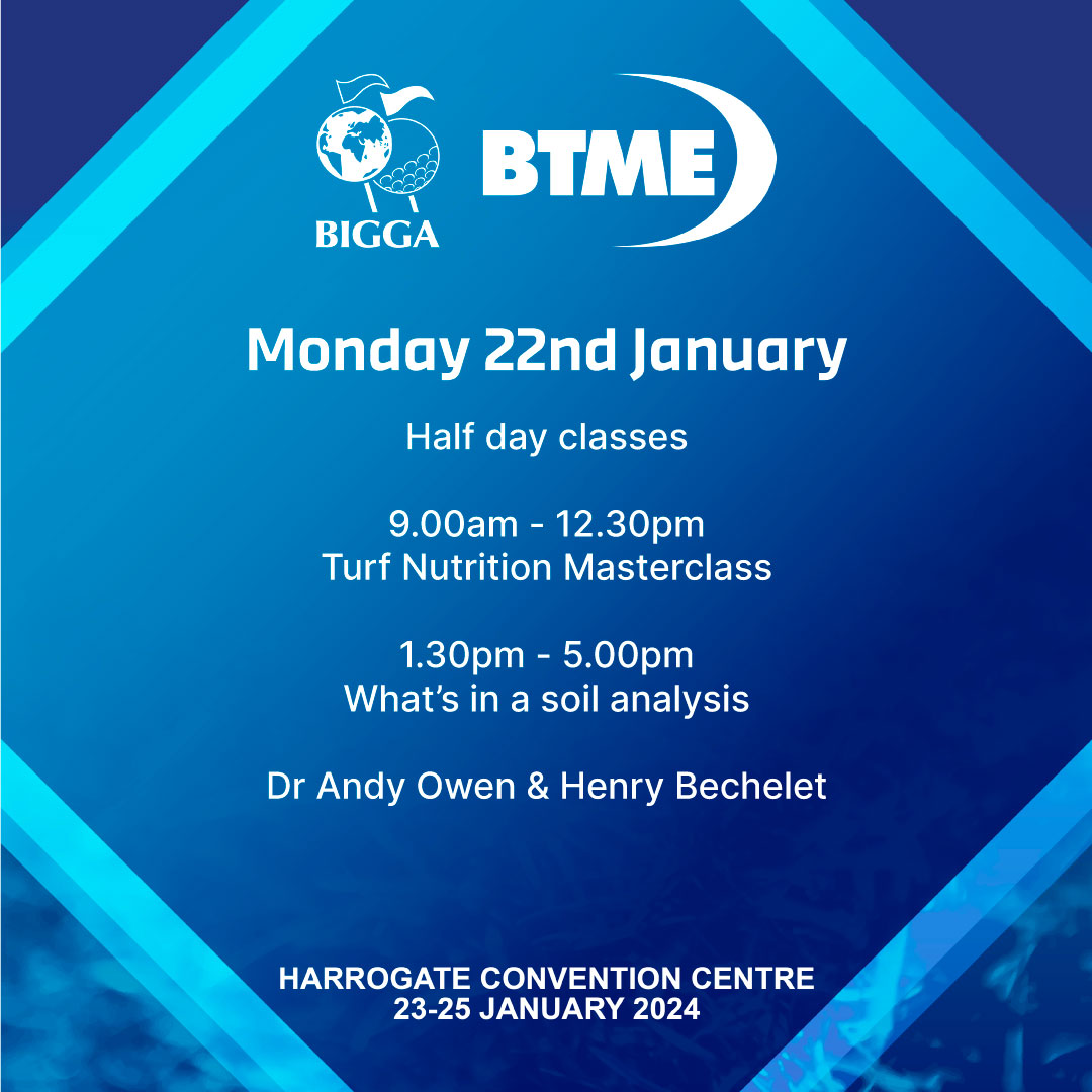 Join <a href="/bechelet/">Henry Bechelet</a> &amp; <a href="/AndyO_Turf/">Andy Owen</a> for a 'Turf Nutrition Masterclass' at <a href="/BIGGALtd/">British & International Golf Greenkeepers Assn.</a> BTME! 

Gain technical detail and in-depth insights in turf nutrition,drawing on the latest published literature and industry information. 

For more info &amp; to book: bit.ly/C2Lturfnutriti…