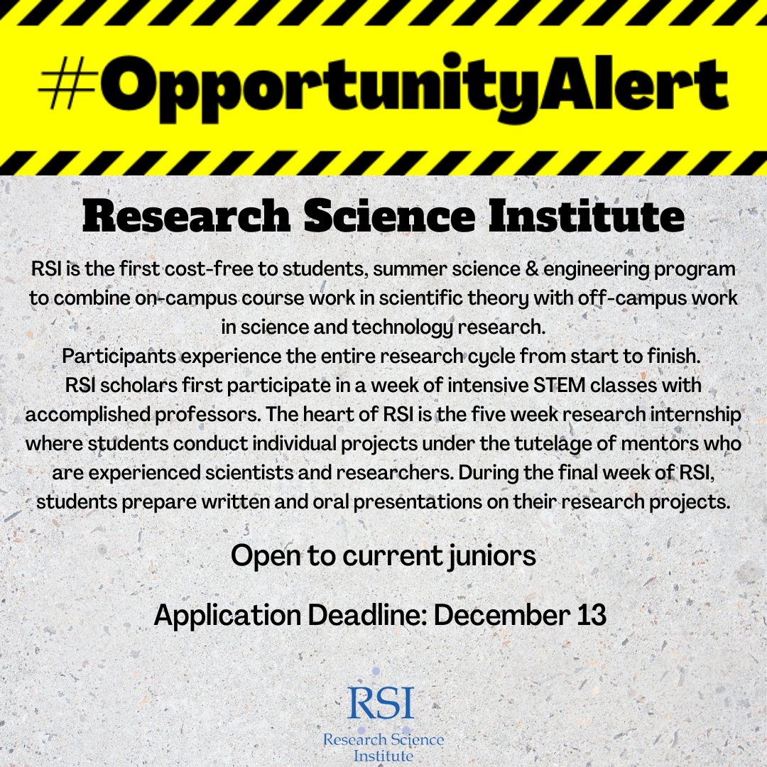 📣 #OpportunityAlert! <a href="/ColumbusAcademy/">Columbus Academy</a> current juniors: check out the Research Science Institute- link in bio!