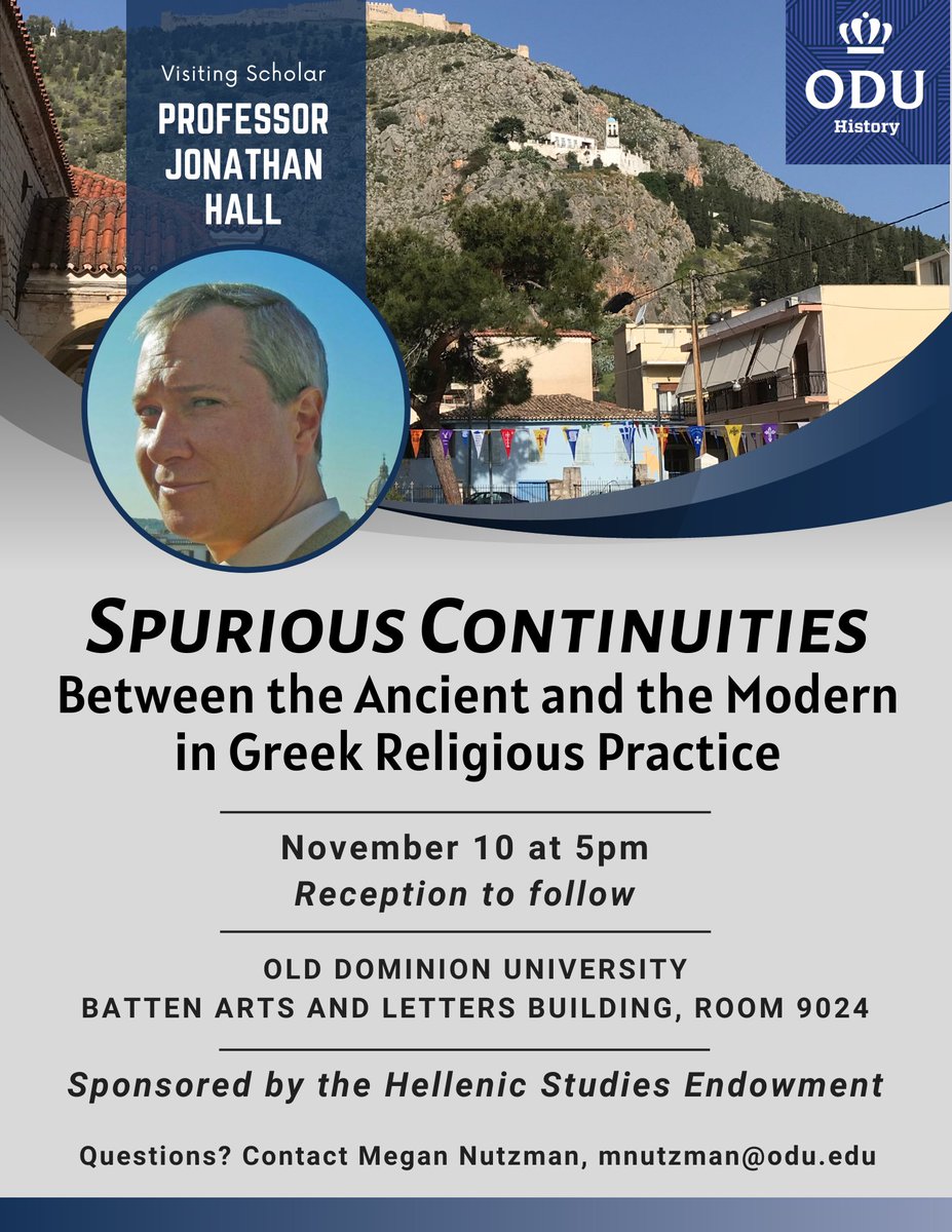 If you are in Hampton Roads, join us on Friday for a lecture by Professor Jonathan Hall, sponsored by the Hellenic Studies endowment.