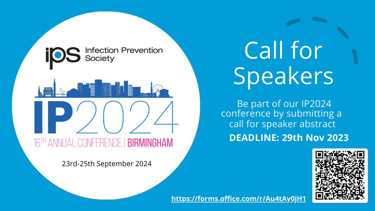 IPS_Infection's tweet photo. The #IP2024Conf Call for Speakers is now open! 🥳
Be part of IP2024 Conference by submitting a call for speaker abstract
📅 Deadline: 29 November 2023
👉Full details: https://t.co/ZyRkLAdPXJ
#IPC #InfectionPrevention #IPSEvent https://t.co/SQgH0t4ucy