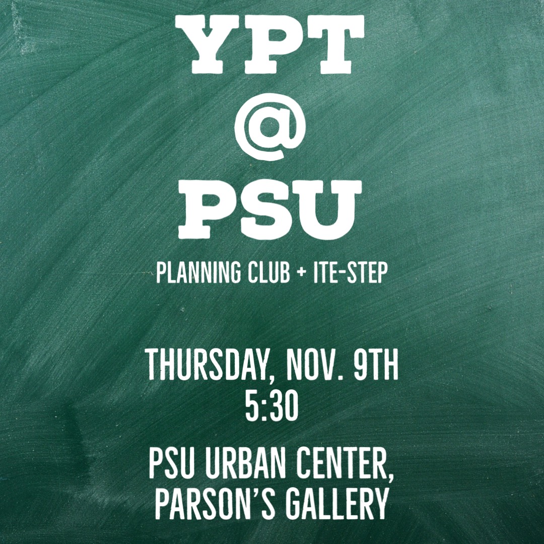 Join us at our Planning Club and ITE-STEP Club cross-over event. There will be tons of food and non-alcoholic beverages so come on over, grab some food, and let's talk life in transportation.
Tomorrow (11/9) 5:30 to 8:30
PSU Urban Center, Parson's Gallery
pdx.campuslabs.com/engage/event/9…