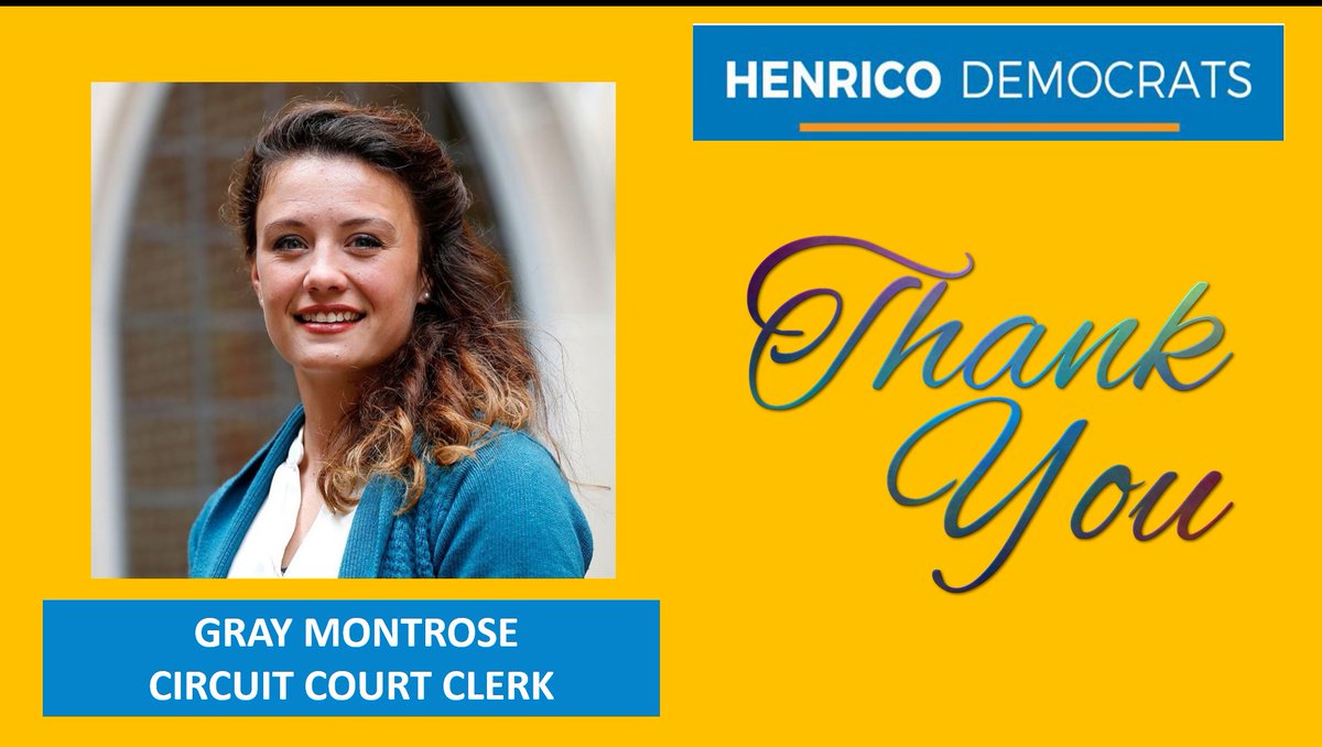 HenricoDems's tweet photo. 🌠CELEBRATING OUR CHAMPIONS🌠

Well done, @montrose4clerk, on a splendidly-run race!  It didn't turn out the way we all wanted, but we are deeply grateful for all the sacrifices you made to carry the Democratic torch. https://t.co/ZFtasqXJK9