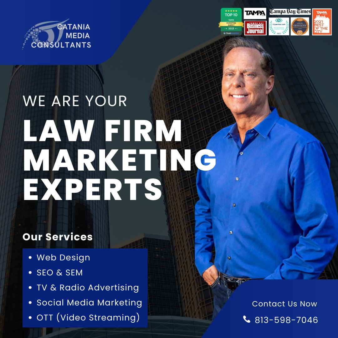 Overwhelmed by Digital Marketing?
The local experts at Catania Media Consultants can help.

Book your appointment NOW!
Office: 813-939-3102
Cell: 813-598-7046
cataniamedia.com

#lawfirmmarketing #digitalmarketingforlawfirm #LawFirmSEO #lawfirmwebdesign #lawfirmppc