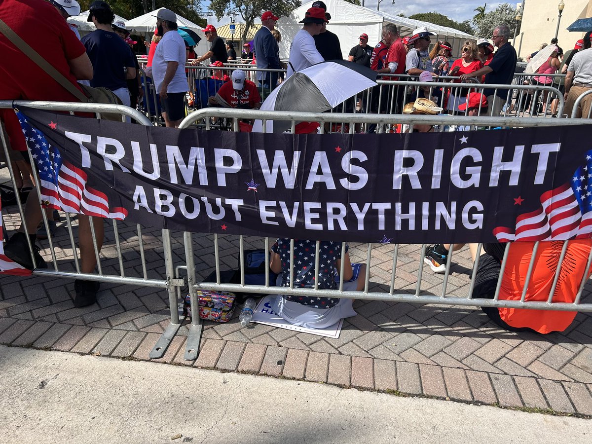 baldwin_daniel_'s tweet photo. “Trump was right about EVERYTHING.”

Sign hung up at Pres. Trump’s Florida rally! https://t.co/hHdQgaHRM4
