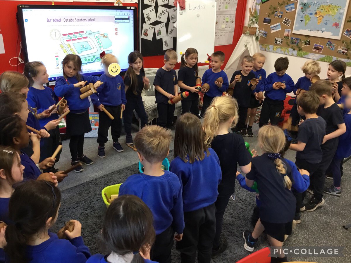 davenhamcofe's tweet image. Eaton chose percussion instruments to create sounds for ‘The Compass’ song and each group represented a different point of the compass 🧭🎶#davenhammusic #percussioninstruments #creatingsounds