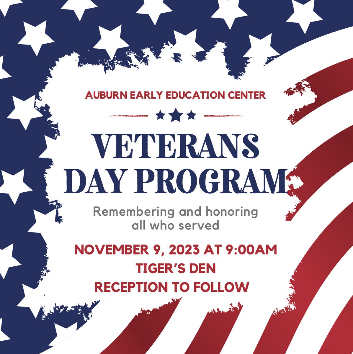 AEEC Families,
We are so excited to welcome veterans and guests to our annual Veterans Day Program on November 9th at 9:00 am.