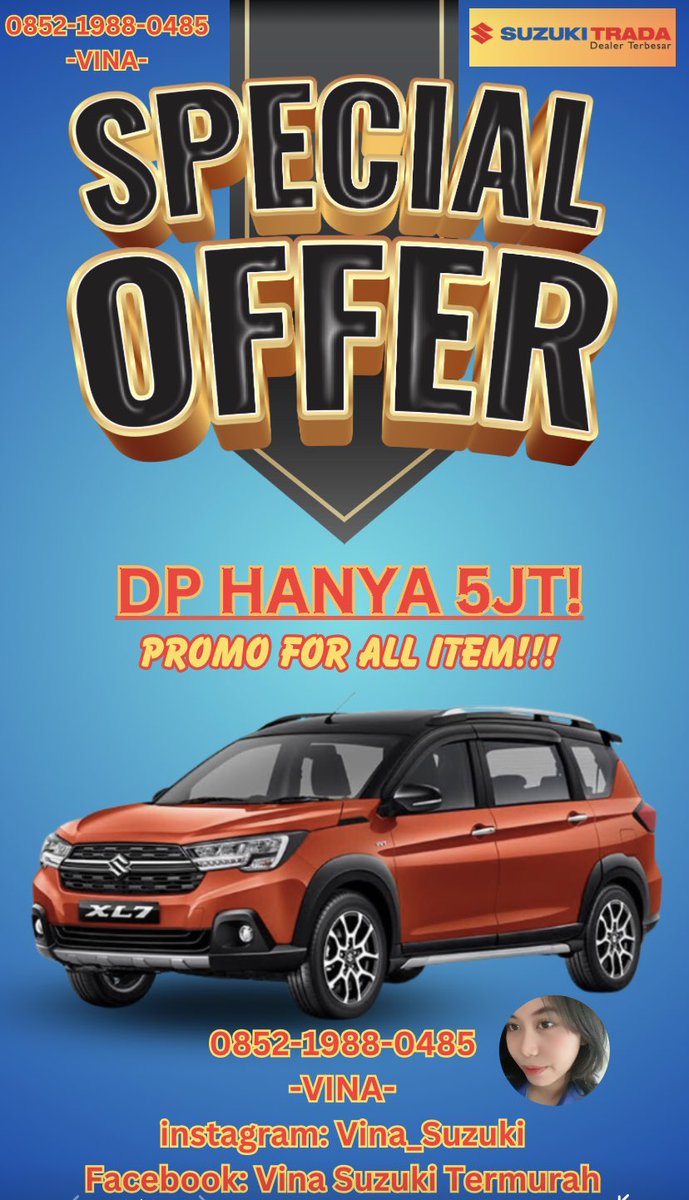 VanillaLatew's tweet photo. @SuzukiIndonesia promo suzuki menjelang akhir tahun .

Promo suzuki mulai dari 
✅️ Bunga 0%
✅ DP mulai 10%
✅ Angsuran Ringan
✅ Tenor hingga 8th
✅ Fast Approval

Info lebih lanjut hubungi : 
Vina Suzuki Gd.Serpong
081385523285 https://t.co/0As6QT6JC9