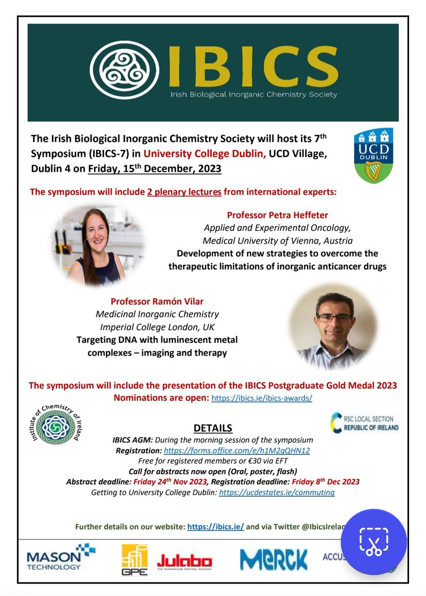 IBICS (@ibicsireland) on Twitter photo 📢 IBICS-7 annual symposium takes place December 15th hosted this year by <a href="/ucdchemistry/">UCD Chemistry</a>. Looking forward to catching up with our community. All details below <a href="/anbeirneach/">Iósaf Ó Beirne (Dr Joe Byrne 👨🔬🧪)</a> <a href="/sbcsgalway/">School of Biological and Chemical Sciences</a> <a href="/DCUChemistry/">DCU School of Chemical Sciences</a> <a href="/ChemistryRCSI/">RCSI_Chemistry</a> <a href="/MUMycology/">Kavanagh Mycology Lab</a> <a href="/TCD_Chemistry/">TCD School of Chemistry</a> <a href="/RCSI_Micro/">RCSI Clinical Microbiology</a> <a href="/TUDubChemBPharm/">School of Chemical & BioPharmaceutical Sciences</a> 📢 IBICS-7 annual symposium takes place December 15th hosted this year by <a href="/ucdchemistry/">UCD Chemistry</a>. Looking forward to catching up with our community. All details below <a href="/anbeirneach/">Iósaf Ó Beirne (Dr Joe Byrne 👨🔬🧪)</a> <a href="/sbcsgalway/">School of Biological and Chemical Sciences</a> <a href="/DCUChemistry/">DCU School of Chemical Sciences</a> <a href="/ChemistryRCSI/">RCSI_Chemistry</a> <a href="/MUMycology/">Kavanagh Mycology Lab</a> <a href="/TCD_Chemistry/">TCD School of Chemistry</a> <a href="/RCSI_Micro/">RCSI Clinical Microbiology</a> <a href="/TUDubChemBPharm/">School of Chemical & BioPharmaceutical Sciences</a>