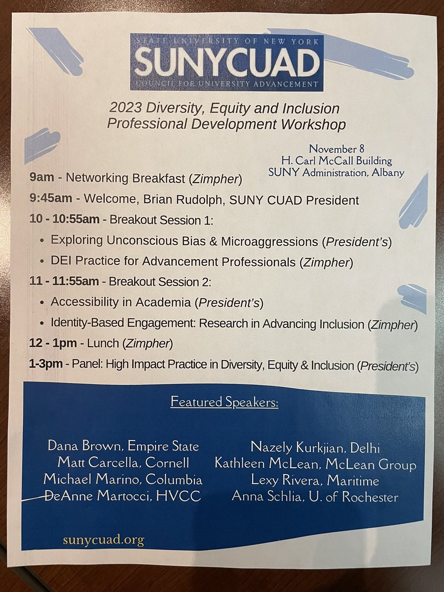 Thank you <a href="/SUNY/">SUNY - The State University of New York</a> for hosting 50+ attendees from 30 campuses at the <a href="/sunycuad/">SUNYCUAD</a> 2023 Diversity, Equity and Inclusion Workshop, and thank you to our presenters!