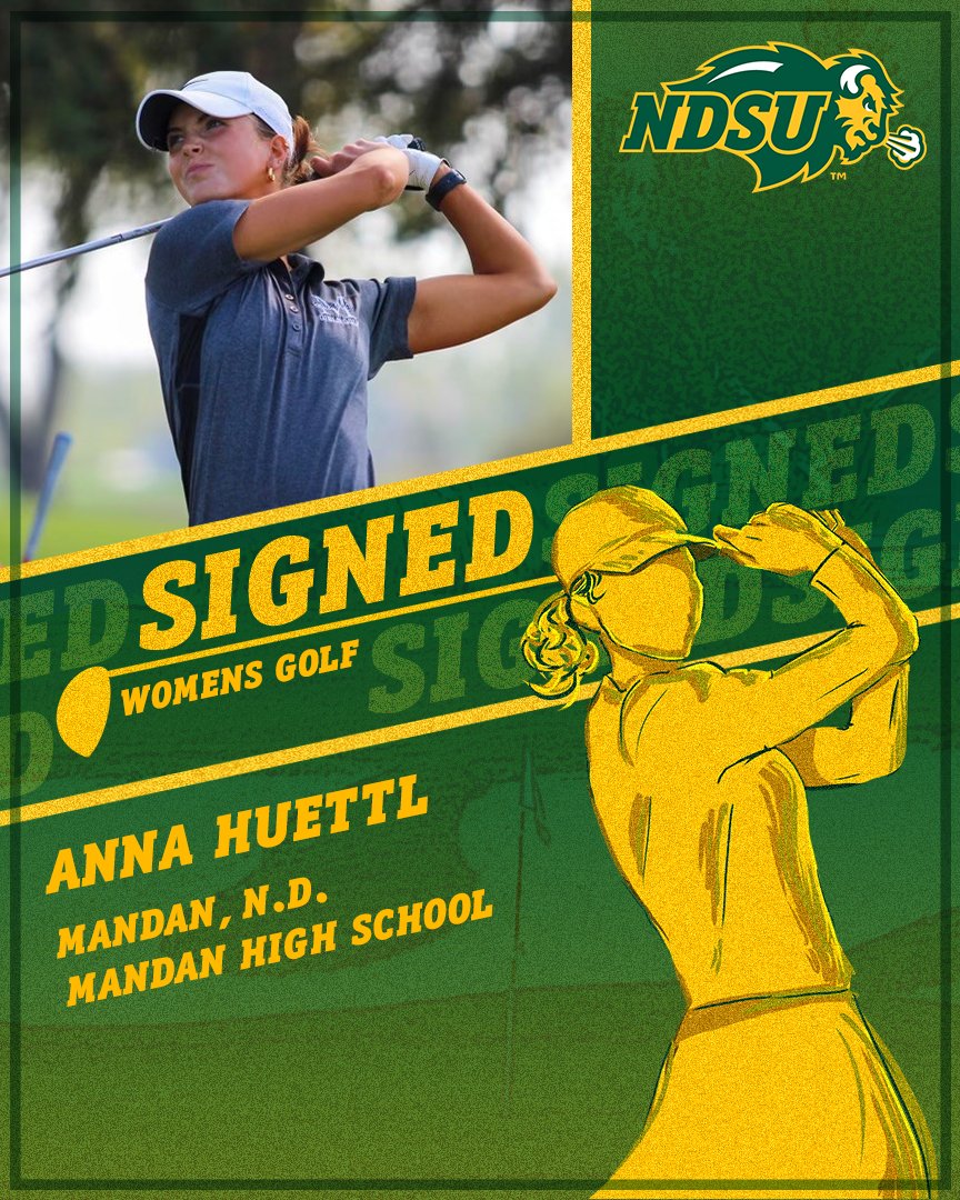 NDSUgolf's tweet photo. 𝓢𝓲𝓰𝓷𝓮𝓭! ✍️   

Welcome to the Bison family, Anna!  

#GoBison https://t.co/mKPKQr6Dd4