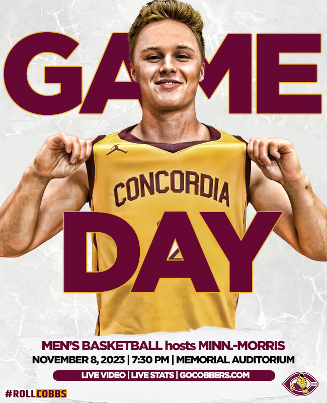 GAMEDAY!
Men's basketball is ready to pop this season. They start their year by hosting UM-Morris tonight. Get over to Memorial Auditorium to see the new-look Cobbers in action. Fans can also follow with live video &amp; stats. 
#RollCobbs🌽