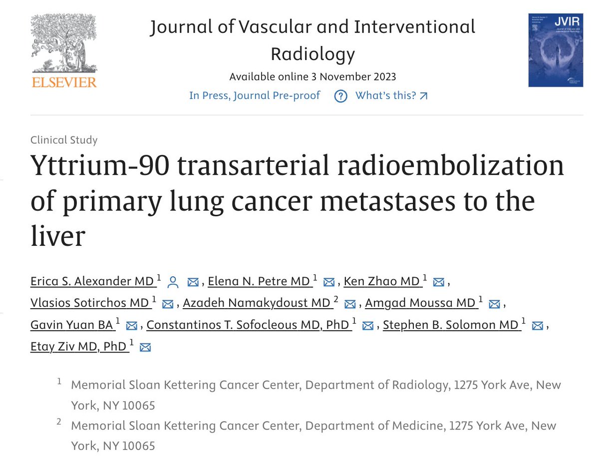 1/7 📢 Hot off the press from <a href="/JVIRmedia/">JVIR</a>!

An important study assesses the safety and efficacy of Yttrium-90 transarterial radioembolization (TARE) for primary lung cancer metastases to the liver (LCML)

Let's explore the cutting-edge findings!

#TARE #LungCancer #LiverMetastases