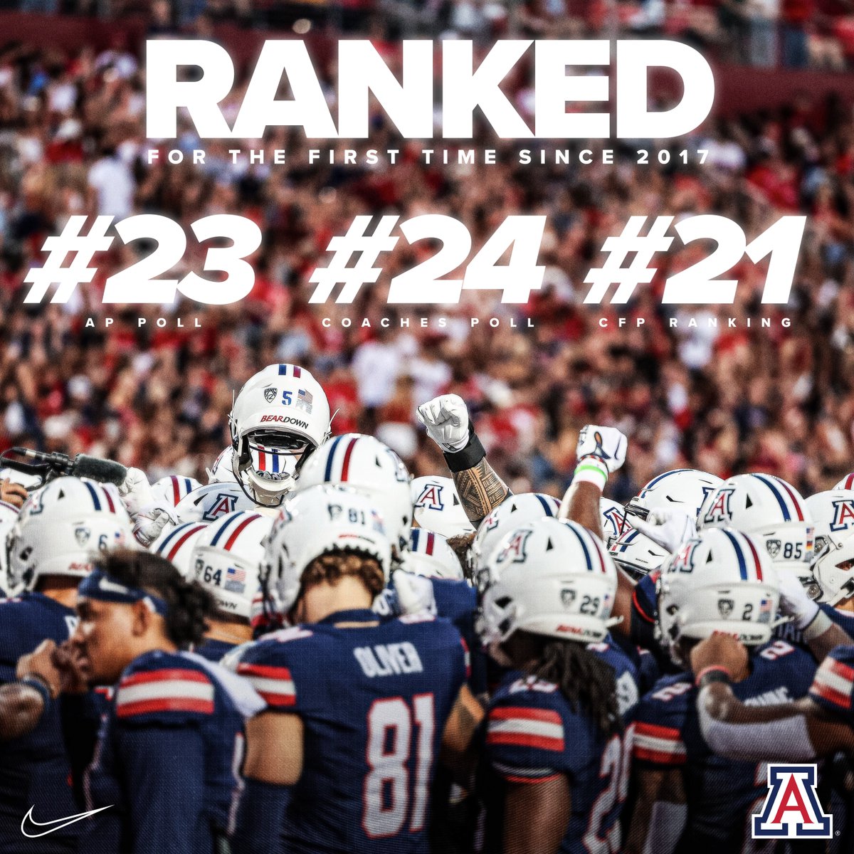 The Wildcats are ranked in all 3 major polls.

𝐈𝐭’𝐬 𝐚 𝐠𝐫𝐞𝐚𝐭 𝐝𝐚𝐲 𝐭𝐨 𝐛𝐞 𝐚 𝐖𝐢𝐥𝐝𝐜𝐚𝐭. 🐻⬇️