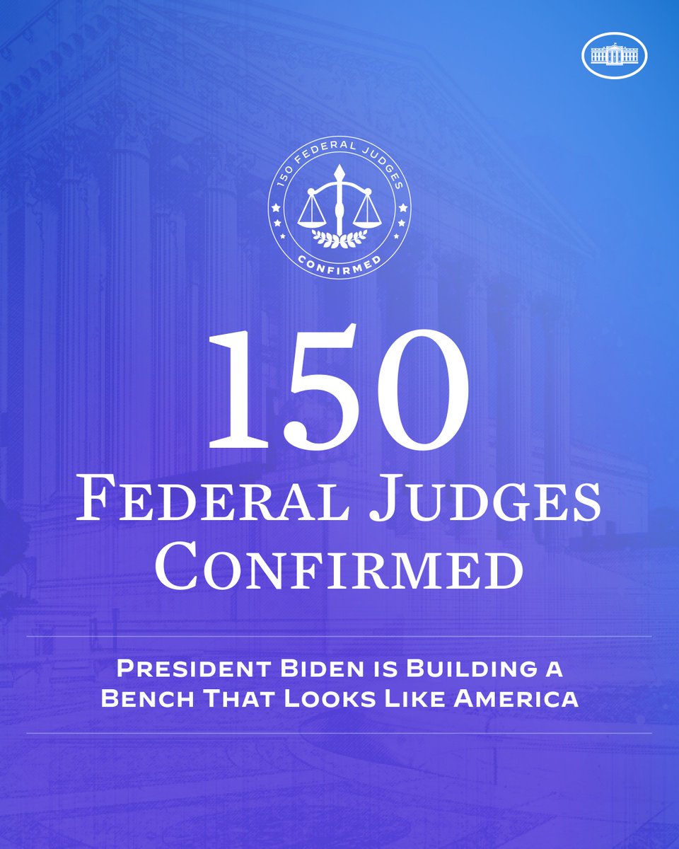 NEW: Last night, @POTUS reached a milestone of 150 confirmed federal judges. These judges come from diverse professional backgrounds that have been underrepresented on the bench for far too long. Here are a few additional ways these highly qualified jurists are making history.