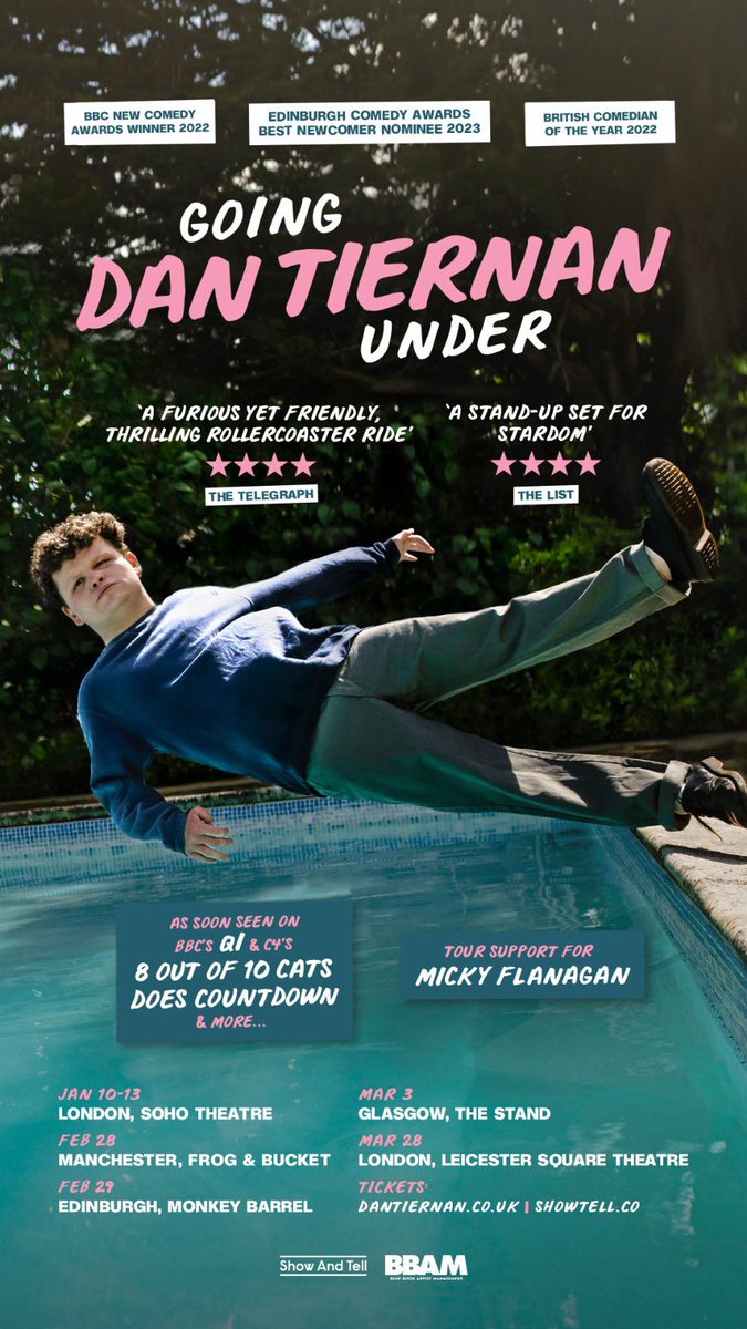 MANCHESTER, GLASGOW, EDINBURGH and LONDON I’m coming for you with my award nominated hour ‘going under’ I know it’s only a tiny tour but I’m still terrified no one will come so please buy a ticket ❤️
