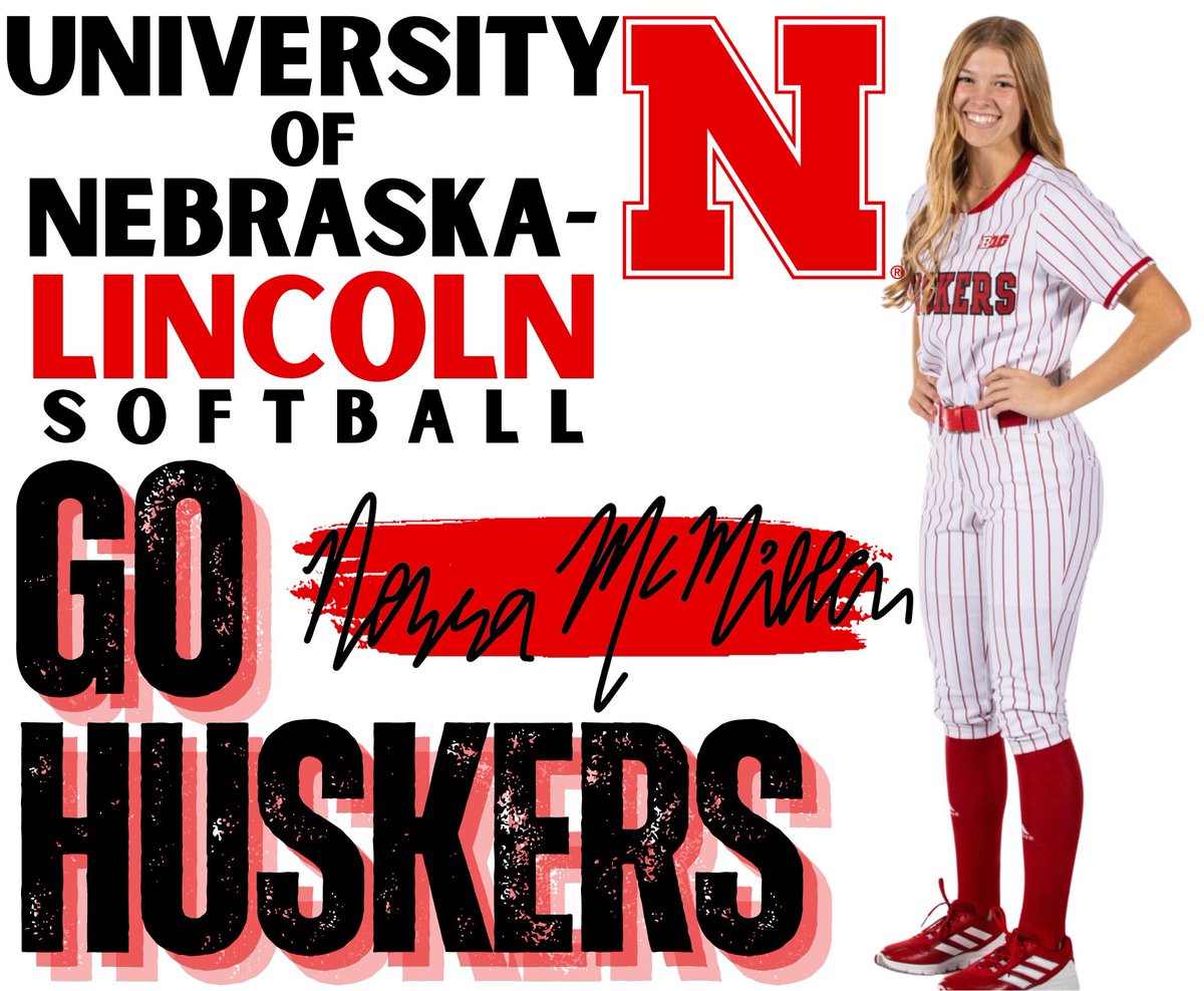 ❤️SIGNED🖤 Nessa McMillen signed with the University of Nebraska-Lincoln Softball program this morning🥎 Nessa we are SO PROUD of you and cannot wait to cheer on the Huskers this next season📣#GOHUSKERS @nessamcmillen @HuskerSoftball @EntPubSports @BHSBlair