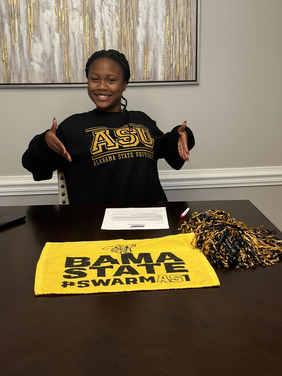 Well, look at God! When He shows up, He shows out! Congratulations to my baby girl @E24Erica ! It’s signing day and she is in her way to the SWARM at The Alabama State University to play soccer!!!!!🖤💛🐝
