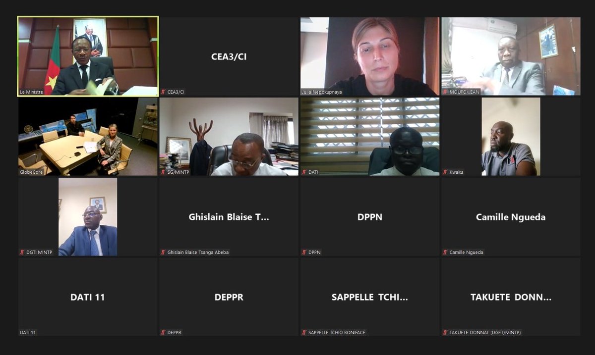 MintpGov's tweet image. Unité d’émulsion du bitume : le MINTP apprécie en réunion virtuelle l’offre présentée par la compagnie #GLOBECORE basée en Ukraine en poursuivant d’autres alternatives.
#Cameroon