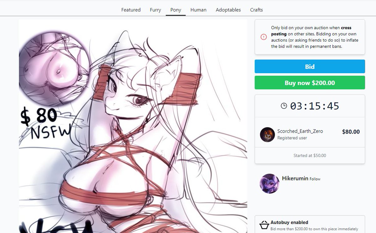 HikeruminYu's tweet photo. 3 hours left on this YCH~! 
https://t.co/uLHybAOiPu

#ych #ychcommishes #ychart #ychanthro #anthroych #brony #anthro #commission #anthrocommission #anthroart #ychsale #ychauction #artauction #bondage #shibari https://t.co/4Nn7VdWfoG